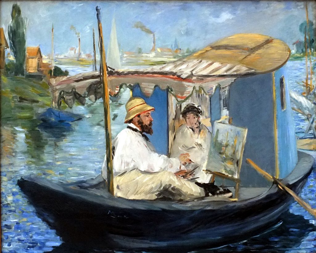 Claude Monet Painting of a floating studio