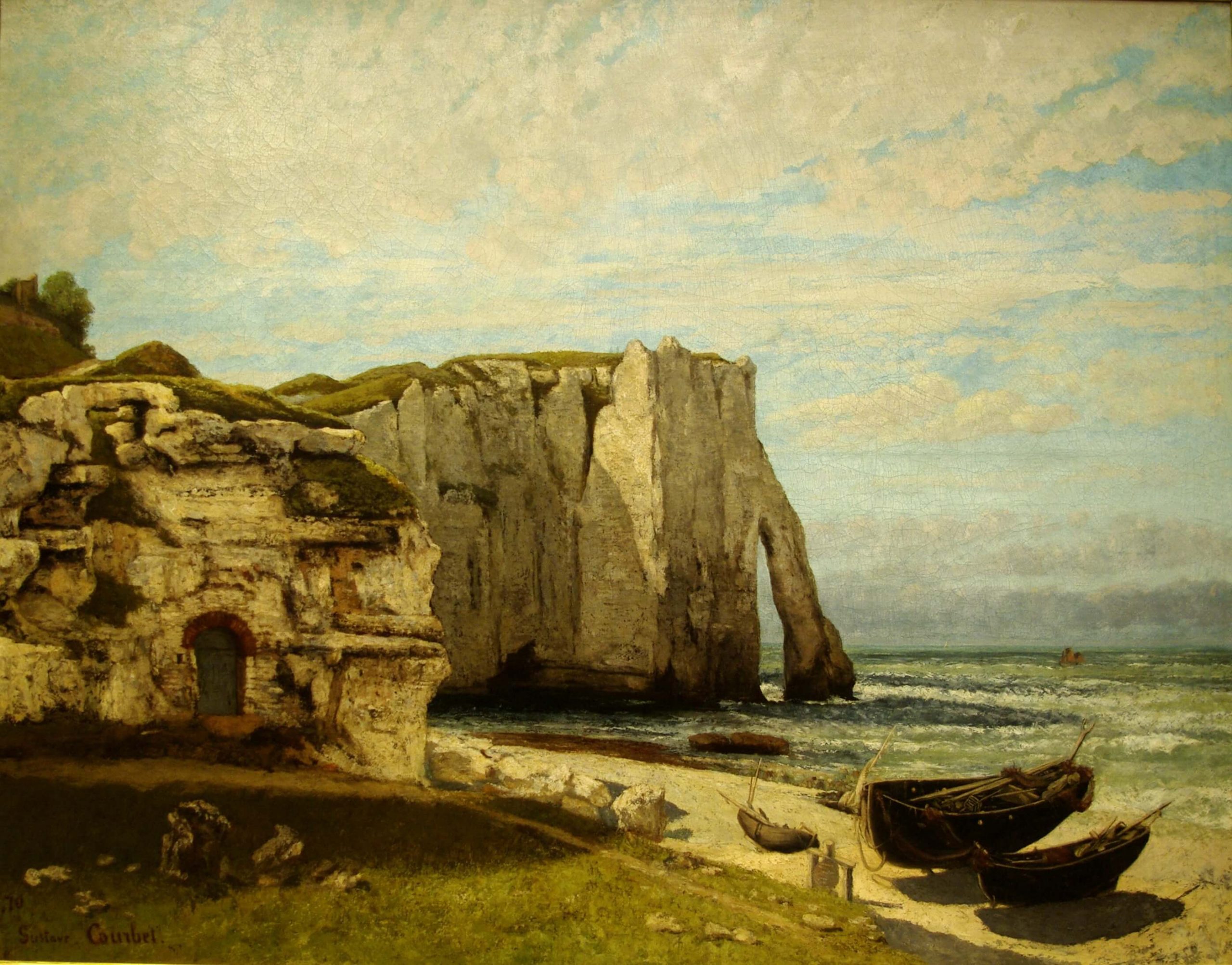 gustave courbet the cliffs at etretat painting