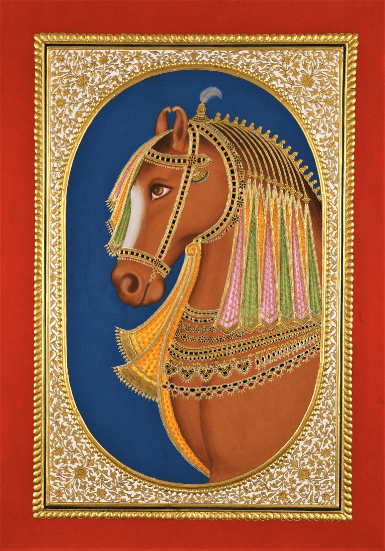 Horse Miniature Painting By Lal Singh Bhati